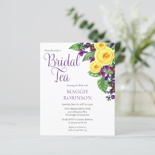 Gele rozen stralen overvallen Boho Floral Bridal T (Staand voorkant)