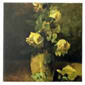  Gele rozen van Charles Ethan Porter in een Vas Tegeltje (Voorkant)