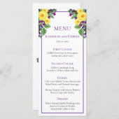 Gele Rozen | Violets Boho Bloemen Bruiloft Menu (Voorkant / Achterkant)