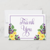 Gele rozen | Violets Boho Floral Wedding Bedankkaart (Voorkant)
