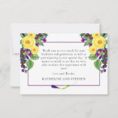 Gele rozen | Violets Boho Floral Wedding Bedankkaart (Achterkant)