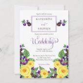 Gele rozen |Violets Boho Floral Wedding Kaart (Voorkant)