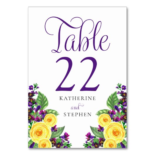 Gele rozen | Violets Boho Floral Wedding Kaart (Voorkant)