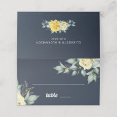 Gele rozen waterverf romantische marineblauw (Buitenkant ongevouwen)