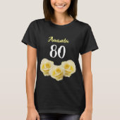 Gele rozenbloem 80e verjaardag t-shirt (Voorkant)