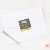Gele rozenbloem 80e verjaardag vierkante sticker (Envelop)
