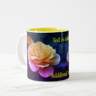 Gele rozenbloem Aangepast Tweekleurige Koffiemok