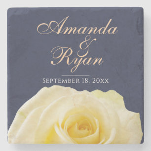 Gele rozenbloem - bruinbruidbruinbruidebruinbruidd stenen onderzetter