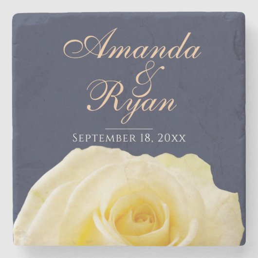 Gele rozenbloem - bruinbruidbruinbruidebruinbruidd stenen onderzetter (Voorkant)