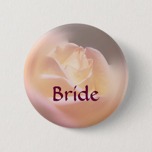 Gele rozenbloem Button