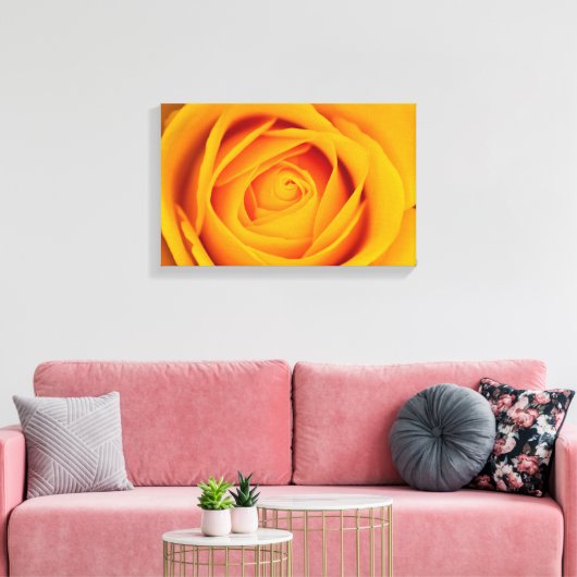 Gele rozenbloem Canvas druk (Insitu (Woonkamer))