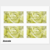 Gele rozenbloem Etiketten op palmbladeren Logo (Vel)