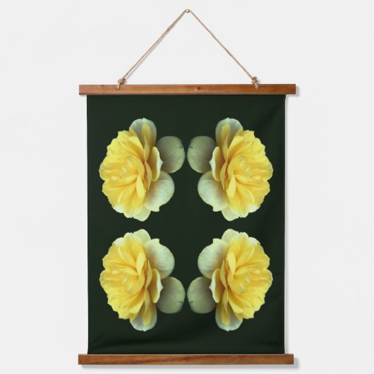 Gele rozenbloem in Bloom Mirror Abstract Hangend Wandkleed (Voorkant)