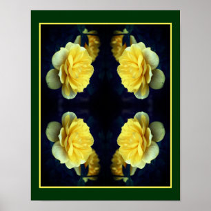 Gele rozenbloem in volle bloei spiegel Abstract Poster