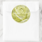 Gele rozenbloem met palmbladeren ronde sticker (Tas)