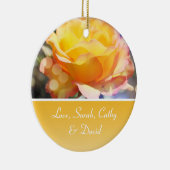 Gele rozenbloem trouwdag keramisch ornament (Rechts)