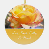 Gele rozenbloem trouwdag keramisch ornament (Voorkant)