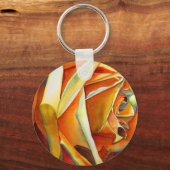 Gele rozenbloem, waterverf sleutelhanger (Voorkant)