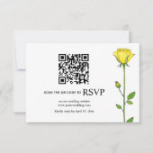 Gele rozenbloemen QR code bloemenbruiloft RSVP Kaartje (Voorkant)
