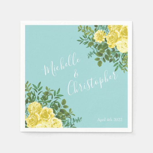  Gele Rozenmooie bruiloft Servet (Voorkant)