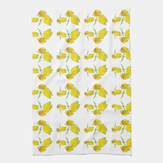 Gele rozenstof. theedoek (Verticaal)