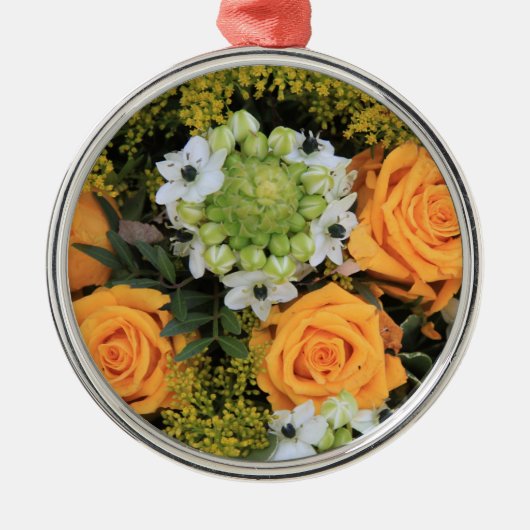 Gele-rozenversiering Metalen Ornament (Voorkant)