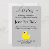 Gele Rubber Duck Baby shower Uitnodiging (Voorkant)