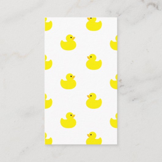 Gele Rubber Duck Diaper Raffle Ticket Enclosure Informatiekaartje (Achterkant)