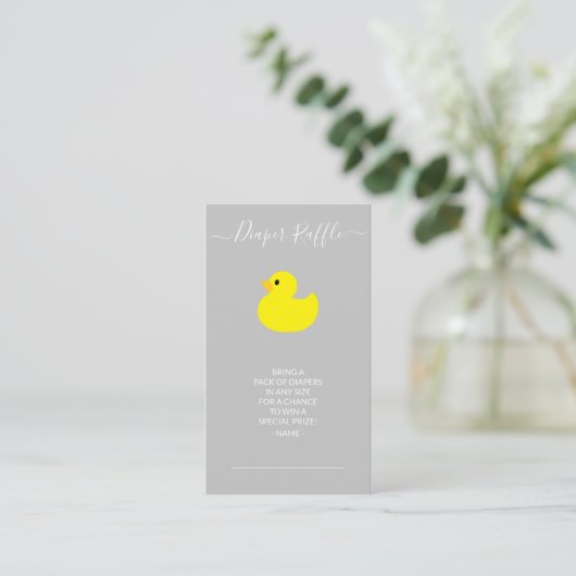 Gele Rubber Duck Diaper Raffle Ticket Enclosure Informatiekaartje (Staand voorkant)