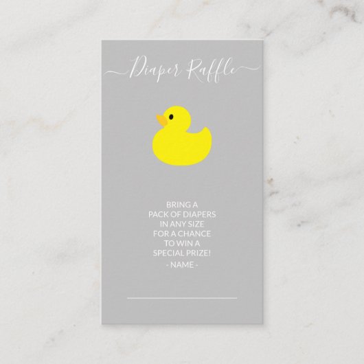 Gele Rubber Duck Diaper Raffle Ticket Enclosure Informatiekaartje (Voorkant)