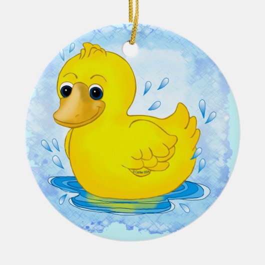 Gele Rubber Duck Keramisch Ornament (Voorkant)
