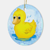 Gele Rubber Duck Keramisch Ornament (Links)