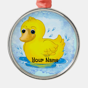 Gele Rubber Duck Metalen Ornament