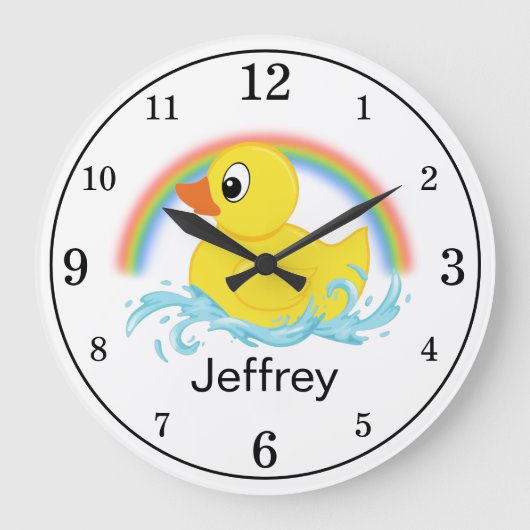 Gele Rubber Duck Personalizeerd Acryl Grote Klok (Voorkant)
