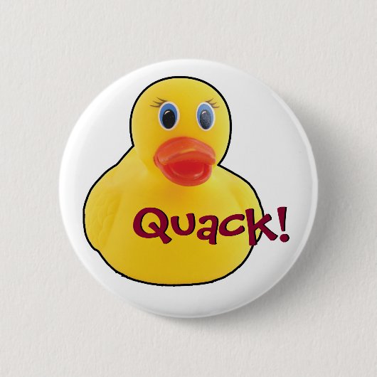 Gele Rubber Duck Quack-tekst Ronde Button 5,7 Cm (Voorkant)