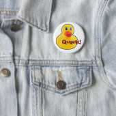 Gele Rubber Duck Quack-tekst Ronde Button 5,7 Cm (In situ)