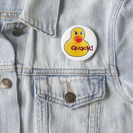 Gele Rubber Duck Quack-tekst Ronde Button 5,7 Cm (In situ)
