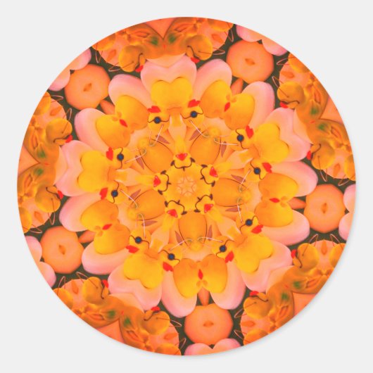 Gele Rubber Ducks Abstracte Kunst Ronde Sticker (Voorkant)