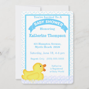 Gele Rubber Ducky Baby shower Uitnodiging