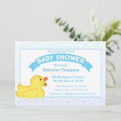 Gele Rubber Ducky Baby shower Uitnodiging (Staand voorkant)