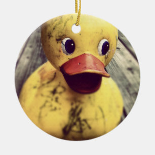 Gele Rubber Ducky bedekt met vuil! Keramisch Ornament