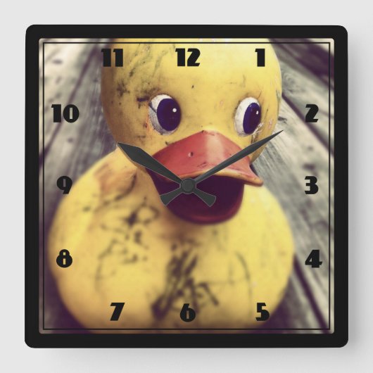 Gele Rubber Ducky heeft een Bath nodig! Vierkante Klok (Voorkant)