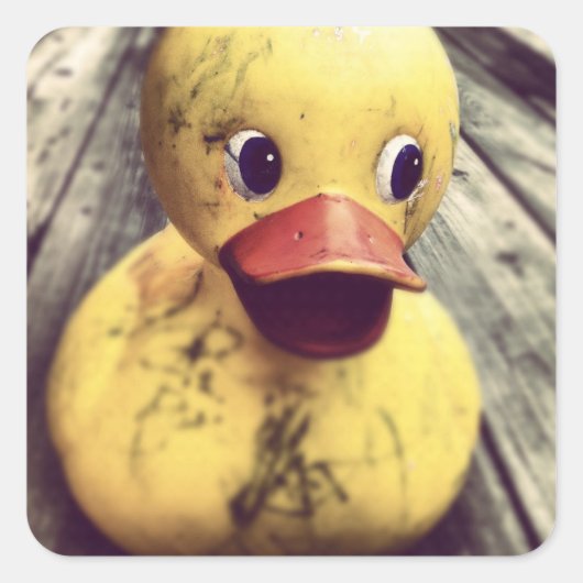 Gele Rubber Ducky heeft een Bath nodig! Vierkante Sticker (Voorkant)