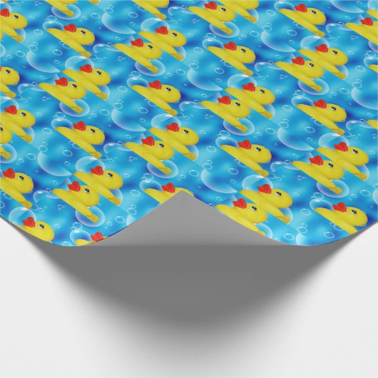 Gele Rubber Ducky in Bubbles Cadeaupapier (Hoek)