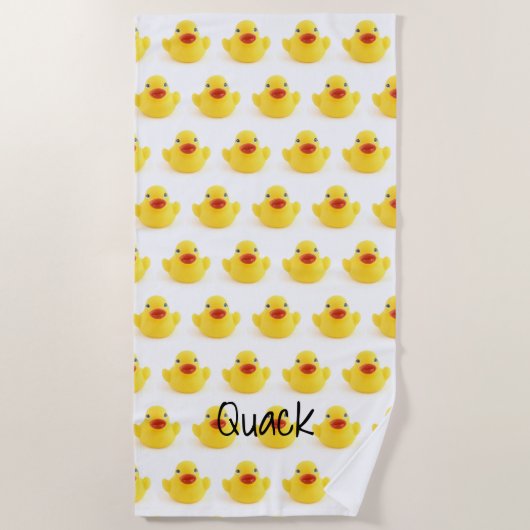Gele Rubber Ducky Quack Strandlaken (Voorkant)