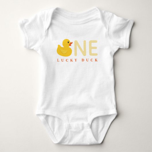 Gele Rubber Eend Baby Bodysuit – Een Lucky Eend (Voorkant)