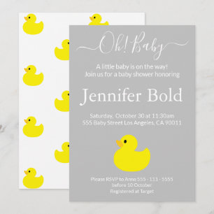 Gele Rubber Eend Babyshower Uitnodiging