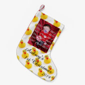 Gele Rubber Eenden 1e Kerstmis Kleine Kerstsok (Voorkant (Hangend))