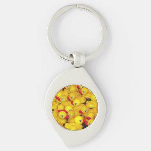Gele rubber eendjes print sleutelhanger