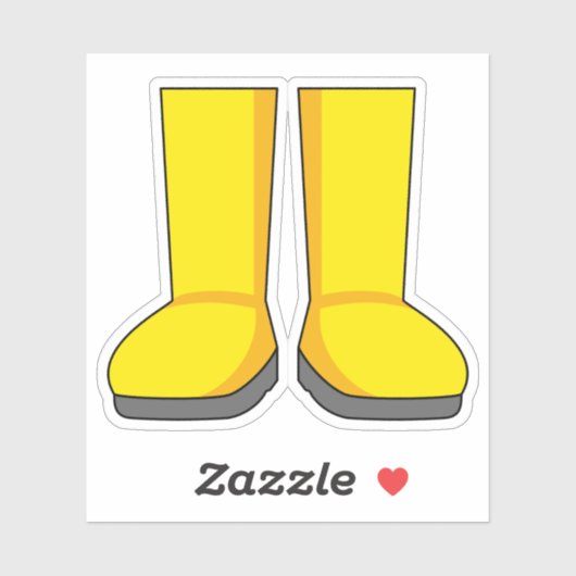 Gele Rubber Regen Laarzen Sticker (Vel)